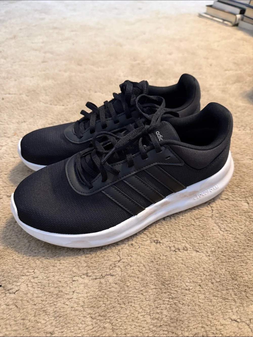 adidas Black Athletic Running Shoes with White Sole